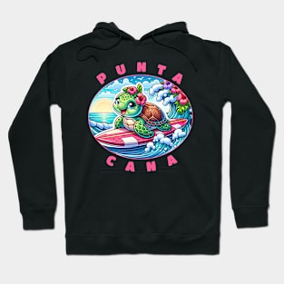 Punta Cana Girls Cute Surfing Sea Turtle Hoodie